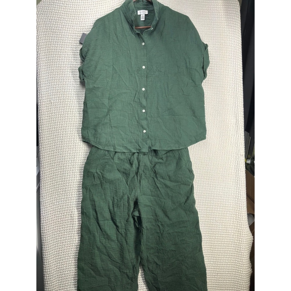 Boho Womens Jessica Simpson Gauze Pant Set XL Green